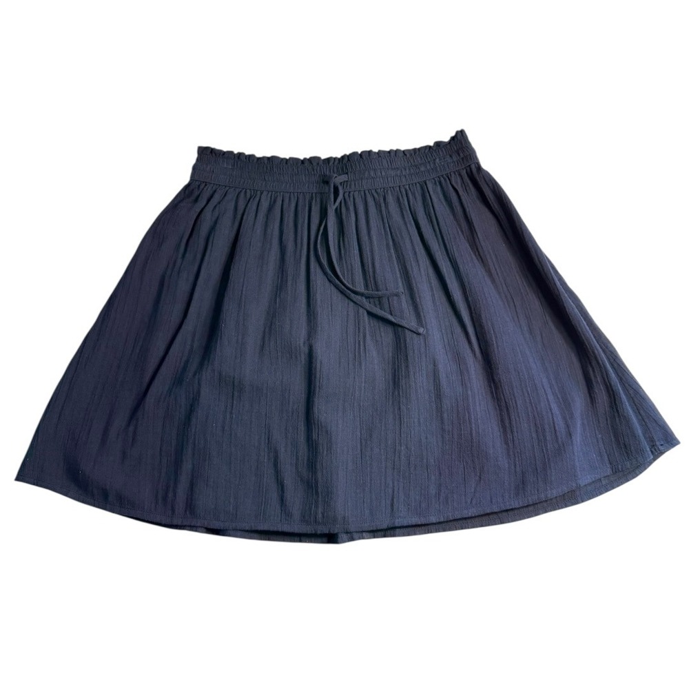 Abound Womens Navy Blue Cotton Gauze Smocked‎ Waist Mini Skirt Drawstring Small